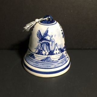 Delft Blue And White Hand Painted 2.  5 " Bell No Handle Made In Holland