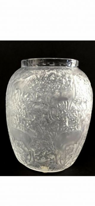 Lalique - Biches Deer Clear Crystal Vase - Item No.  1232010