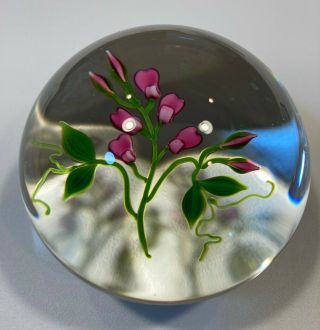 Victor Trabucco Sweet Peas Paperweight 1981 Signed and Dated 2