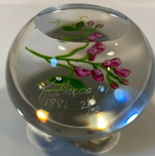 Victor Trabucco Sweet Peas Paperweight 1981 Signed and Dated 3