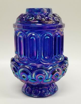 Smith Moon And Star Glass Courting Fairy Candle Lamp Cobalt Blue Carnival