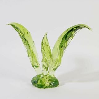 Huge 1/1 Leave Flower Sculpture Sommerso Uranium Cenedese Murano Glass E.  Nason
