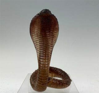 Signed Daum France Amber Pate De Verre Cobra Snake Figure