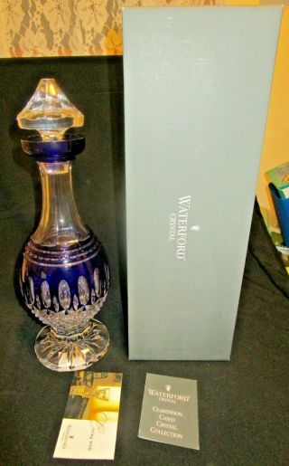 Waterford Crystal Clarendon Cobalt Blue Decanter With Stopper