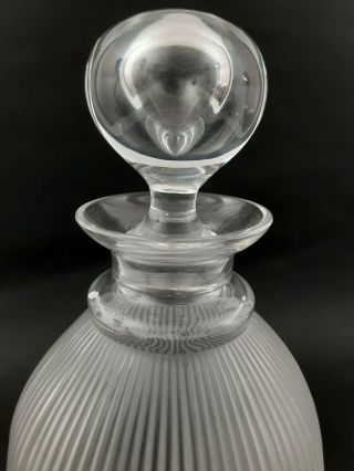 Lalique France Crystal Langeais Frosted & Clear Glass Ribbed Decanter - 9 - 1/2 