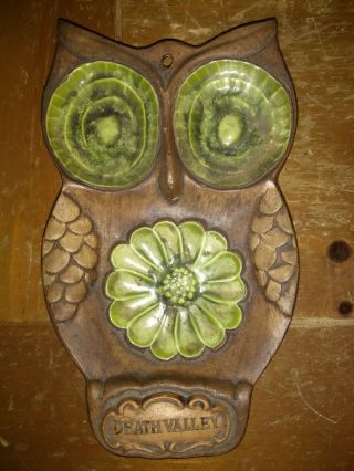 Treasure Craft Ceramic Owl - " Death Valley " 1979 - Spoon Rest Ash Tray Or Plaque