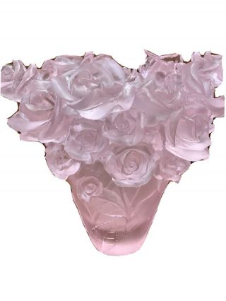 Magnificent Pate De Verre Pink Rose Vase 19/19/22cm Heavy 6.  8 Signed France 2