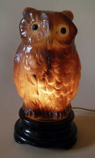 Vintage 1920 - 30s Tiffiin Glass Owl Nightlight Lamp Art Deco Arts And Crafts