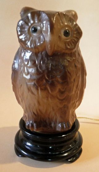 Vintage 1920 - 30s Tiffiin Glass Owl Nightlight Lamp Art Deco Arts and Crafts 2