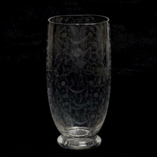 Baccarat France Art Deco Acid Etched Crystal Vase Michaelangelo Pattern