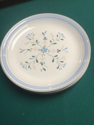 Set Of 3 Fascino Yamaka Stoneware 10 3/4 " Dinner Plates Blue Hand Decorated