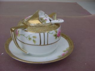 Vintage Hand Painted Nippon Condiment Dish With Gold Moriage Detailing