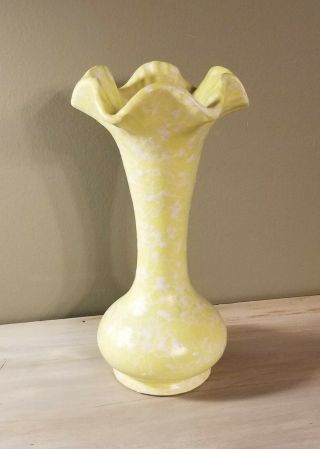 Vintage Shawnee Usa Cameo Splatterware Vase Yellow White Vintage 2512 Ruffle Euc