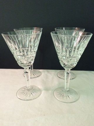 Set Of 4 Waterford Maeve Cut Crystal Water Wine Goblets Glasses 10oz