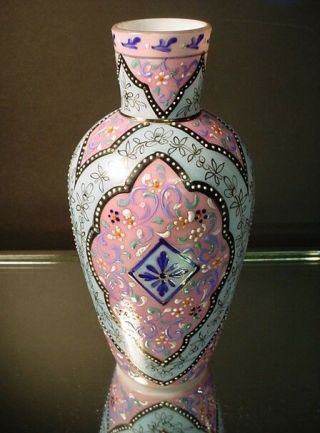 Moser Islamic Persian Enameled Opaline Moroccan Vase Webb Arts & Crafts C 1880