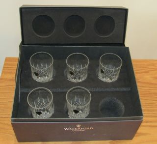 5 Vintage Waterford Crystal Lismore Hiball 12 Oz Ounce Tumber Glasses W/box