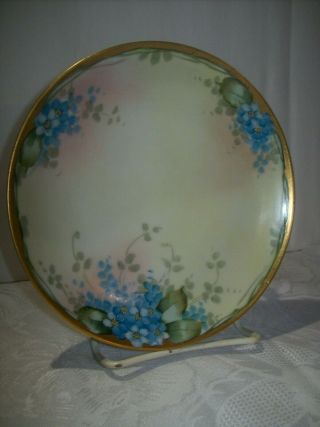 Vintage Hand Painted Porcelain 6.  5 Inch Plate Signed Freiberg Gold Trim