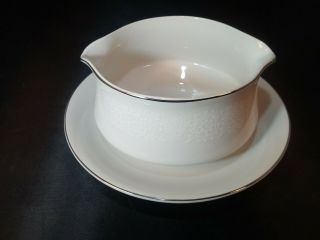 Crown Victoria Lovelace Gravy Sauce Boat And Attached Underplate