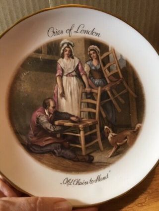 Plate Tuscan Fine English Bone China Cries Of London " Old Chairs To Mend "