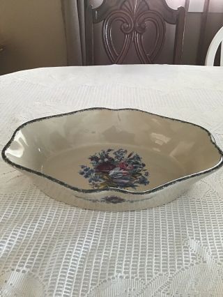 Home And Garden Party Floral Stoneware Scalloped Serving Dish 12 X 9