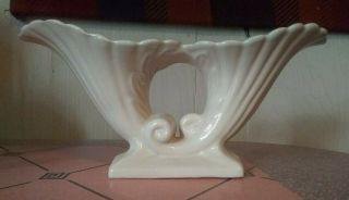 Vintage Abingdon Usa Double Off White Cornucopia Vase Horn Planter Pottery.