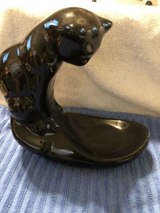 Vintage Haeger Ceramic Black Cat Fish Bowl Holder (missing Fish Bowl)
