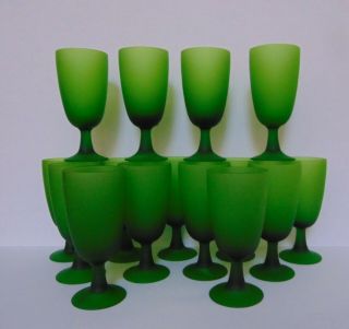 Rosenthal Netter Carlo Moretti Satinato 15 Goblets Frosted Green Satin Glass