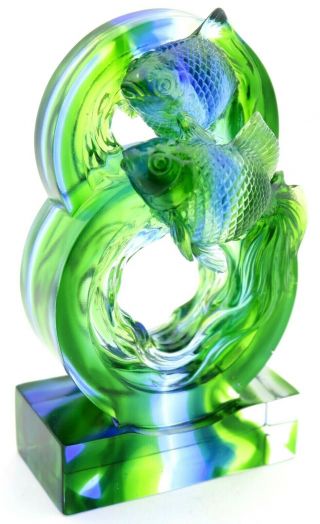 TITTOT Colorful LUCKY CURRENT Goldfish Art Glass Sculpture PAPERWEIGHT 6 