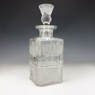 Vintage Edinburgh Crystal Cut Glass - Large Thistle Decorated Decanter - Lovely