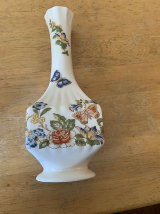 Aynsley Cottage Garden 7 " Tall Bud Vase,  Made In England,  Floral/butterfly,  Note