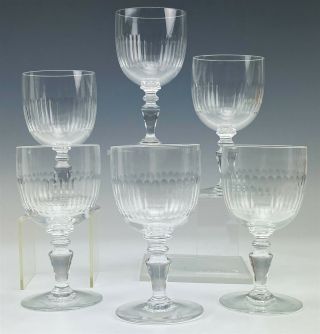 6 Signed Baccarat France French Crystal Renaissance 5 3/4 " Glass Goblets 1 007