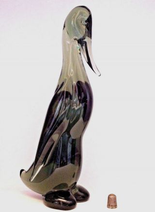 Large Labelled Archimede Seguso Murano/ Venetian Glass Penguin Bird Sculpture