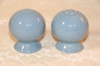 2 Homer Laughlin Fiesta Periwinkle Blue Ball Round Shakers With Stoppers