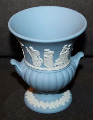 Antique C1910 Wedgwood Blue Jasperware Small Urn/vase