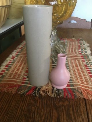 Pigeon Forge Pottery Gray Vases with Dogwood Flowers,  Grey And A Pink Vase 2