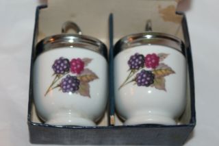 Royal Worcester Porcelain Egg Coddlers/ Set Of 2/ Made England