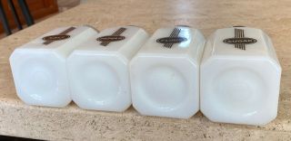 McKee White Milk Glass Black Art Deco Badge SPFS Range Shaker Set 3