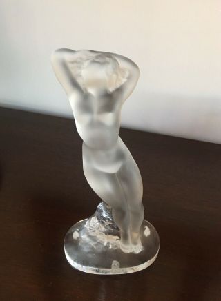 Lalique Frosted Crystal Nude Dancer Arms Up 9 1/4 