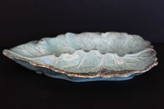 Vintage California Pottery Leaf Shaped Gold Speckled Ashtray 5 Rests G50