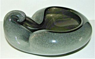 Alfredo Barbini Murano Jet Black Gold Flecks Italian Art Glass Decorative Bowl