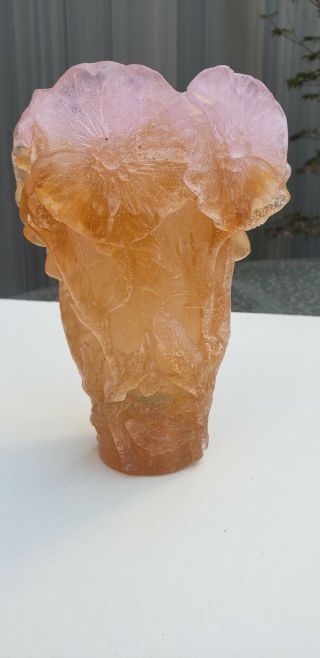 Wonderful Daum Crystal Flower Vase France 7 In X 5 In