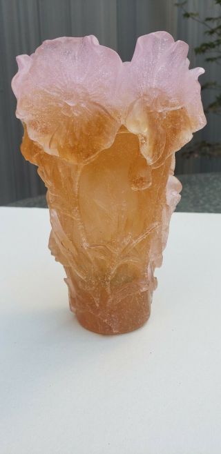 Wonderful Daum Crystal Flower vase France 7 in x 5 in 2
