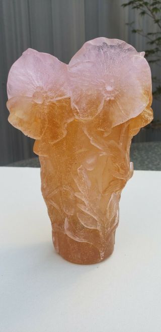 Wonderful Daum Crystal Flower vase France 7 in x 5 in 3