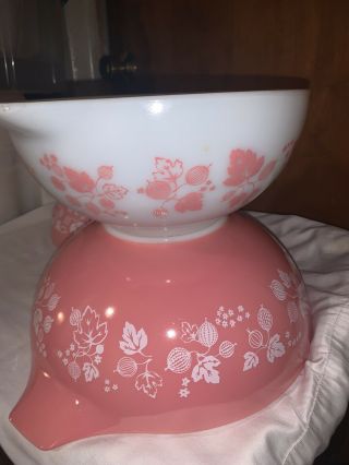Vtg Pyrex Pink Gooseberry Cinderella Nesting Mixing Bowls 441 442 443 444vintage