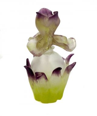 Daum France Pate - De - Verre Glass Iris Flower Perfume Bottle