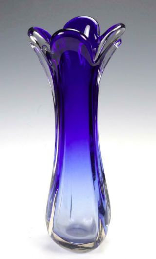 Vintage Murano Mid Century Modern Tall Blue Art Glass Vase Mcm 14 " Cobalt