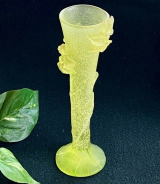 Daum Pate De Verre Vase with Yellow Orchid Flowers Attached 2
