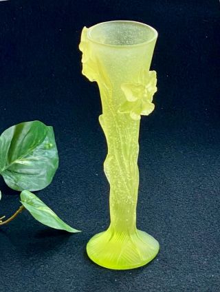 Daum Pate De Verre Vase with Yellow Orchid Flowers Attached 3