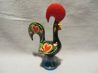 Vintage Hand Crafted Colorfully Painted Rooster Figurine From Portugal