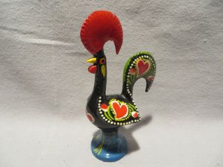 Vintage Hand Crafted Colorfully Painted Rooster Figurine From Portugal 2
